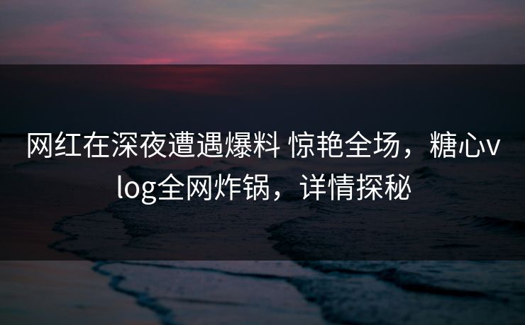 网红在深夜遭遇爆料 惊艳全场，糖心vlog全网炸锅，详情探秘