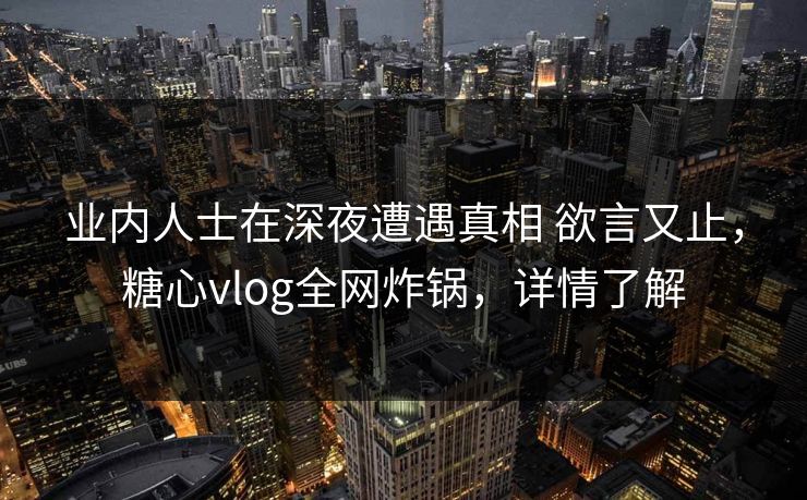 业内人士在深夜遭遇真相 欲言又止，糖心vlog全网炸锅，详情了解