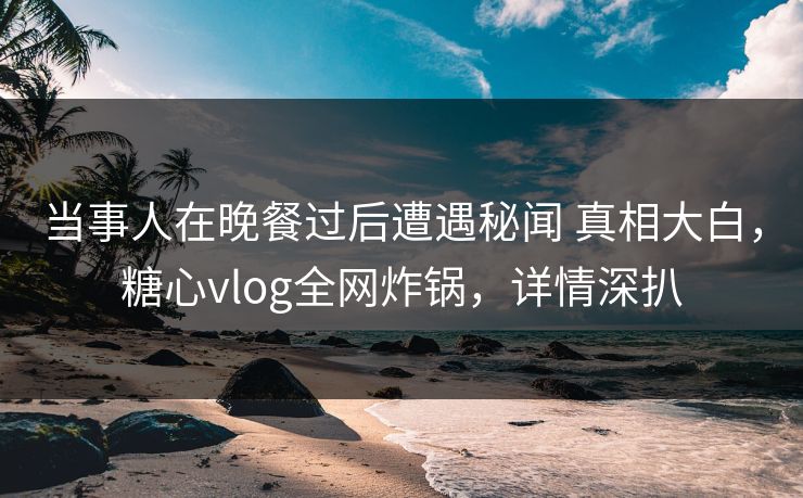 当事人在晚餐过后遭遇秘闻 真相大白，糖心vlog全网炸锅，详情深扒  第1张