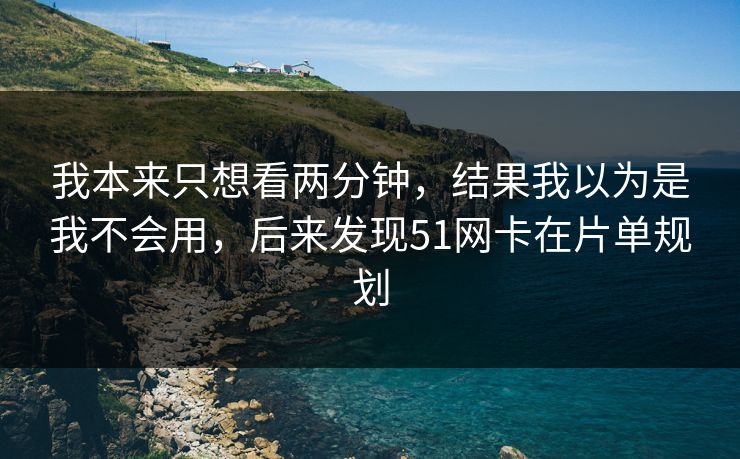 我本来只想看两分钟，结果我以为是我不会用，后来发现51网卡在片单规划